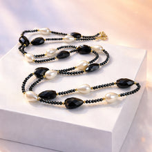 Load image into Gallery viewer, Dark navy beaded crystal necklace
