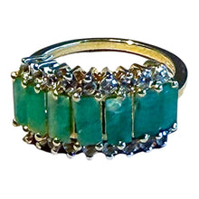Load image into Gallery viewer, Emerald and white topaz gemstone ring

