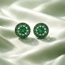 Load image into Gallery viewer, Emerald stud gemstone earrings in sterling silver
