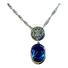 Load image into Gallery viewer, Blue topaz filigree pendant necklace in sterling silver
