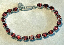 Load image into Gallery viewer, Garnet gemstone bracelet in sterling silver
