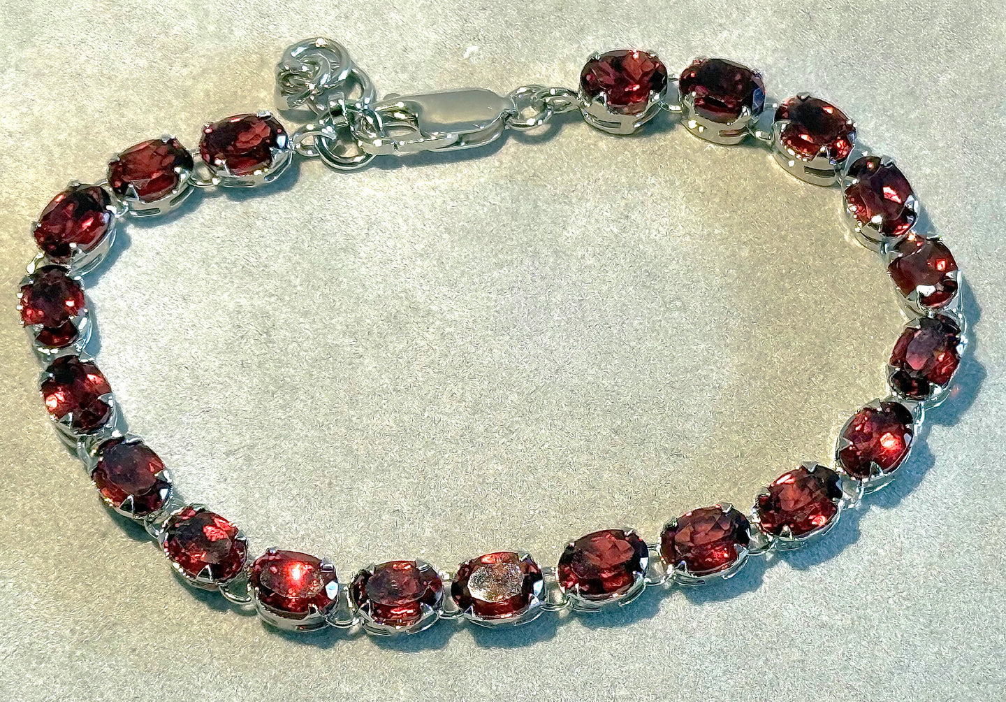 Garnet gemstone bracelet in sterling silver