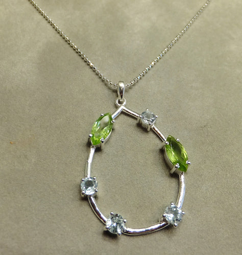 Multi Gemstone pendant necklace in sterling silver