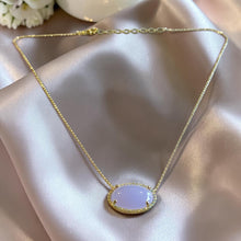 Load image into Gallery viewer, Purple Jade oval gemstone necklace in gold filled

