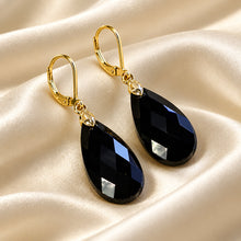 Load image into Gallery viewer, Gold Filled Black onyx gemstone earrings

