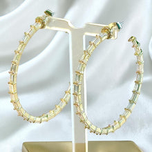 Load image into Gallery viewer, Austrian crystal hoop stud earrings in gold
