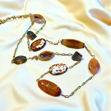 Load image into Gallery viewer, Gold filled long brown gemstone necklace
