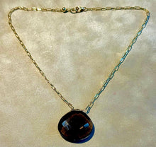Load image into Gallery viewer, Golden smokey quartz teardrop pendant necklace
