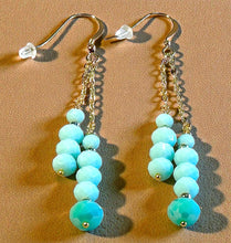 Load image into Gallery viewer, Gold filled dangle drop earrings in blue

