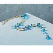 Load image into Gallery viewer, Long gold filled Austrian crystal necklace handmade
