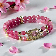 Load image into Gallery viewer, Gold filled pink gemstone bracelet
