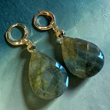 Load image into Gallery viewer, Gold Labradorite dangle earrings
