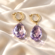 Load image into Gallery viewer, Golden amethyst teardrop earrings
