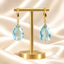 Load image into Gallery viewer, Green amethyst teardrop earrings in gold filled

