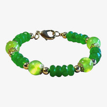 Load image into Gallery viewer, Green jade beaded gold filled handmade bracelet
