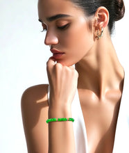 Load image into Gallery viewer, Green beaded gold filled bracelet

