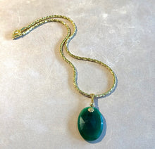 Load image into Gallery viewer, Gold filled green onyx pendant necklace
