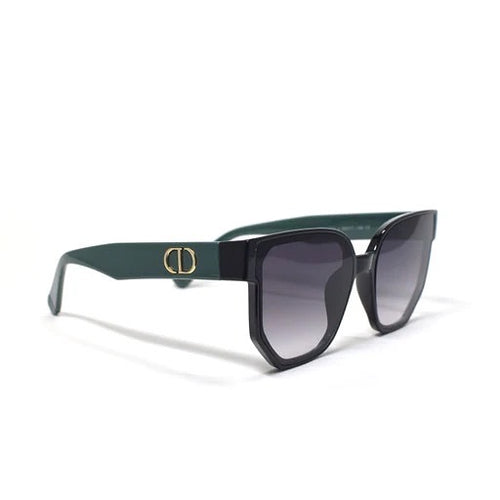 Women's green sunglasses with gold detail