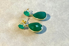 Load image into Gallery viewer, Green onyx gemstone teardrop earrings
