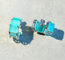 Load image into Gallery viewer, Half hoop mint Paraiba tourmaline earrings
