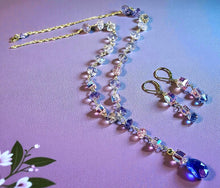 Load image into Gallery viewer, Handmade Amethyst gemstone necklace and earrings set

