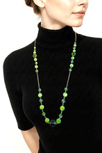 Load image into Gallery viewer, Handmade long green beaded gemstone necklace
