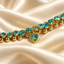 Load image into Gallery viewer, Blue heart charm beaded crystal bracelet
