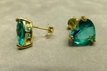 Load image into Gallery viewer, Paraiba Tourmaline heart stud earrings
