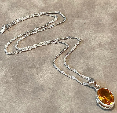 Citrine pendant necklace in sterling silver