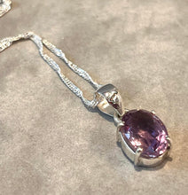 Load image into Gallery viewer, Amethyst pendant necklace in sterling slilver
