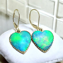 Load image into Gallery viewer, Opal heart drop earrings in sterling silver
