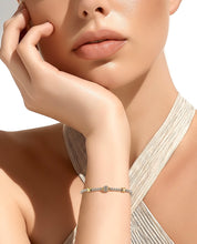 Load image into Gallery viewer, Two tone closeup look at bracelet on lady
