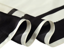 Load image into Gallery viewer, Black and white long silk scarf
