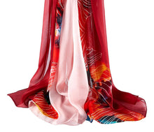 Load image into Gallery viewer, long extra wide red silk scarf
