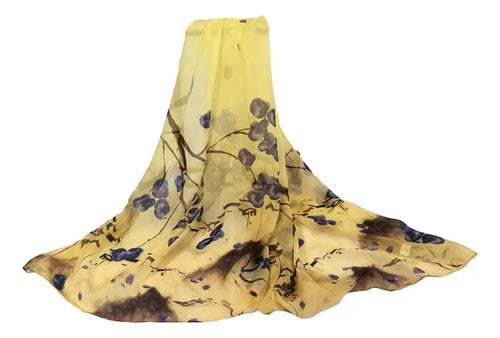 Light Yellow floral silk scarf