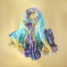 Load image into Gallery viewer, Long silk chiffon extra wide scarf for women
