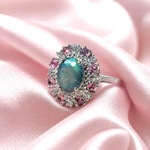 Load image into Gallery viewer, Ladies Labradorite and pink sapphire gemstone ring
