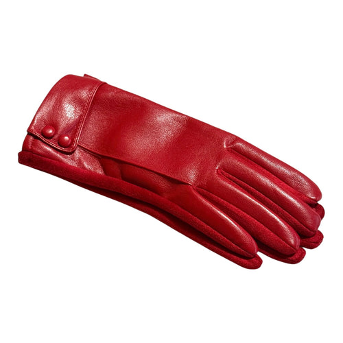 Ladies faux red leather gloves