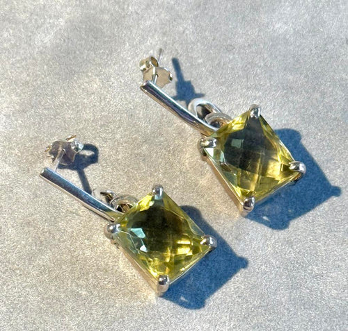 Lemon topaz gemstone drop earrings in sterling silver