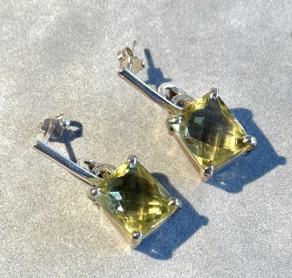 Lemon topaz gemstone drop earrings in sterling silver