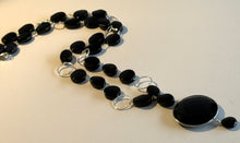 Load image into Gallery viewer, Long black onyx gemstone necklace in sterling silver
