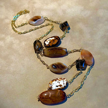 Load image into Gallery viewer, Long multi gemstone necklace in gold filled
