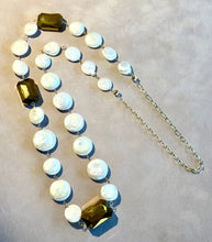 Load image into Gallery viewer, Gold filled long coin freshwater pearl necklace
