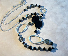 Load image into Gallery viewer,  long Necklace with silver and black crystal
