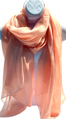 Long peach silk scarf for women