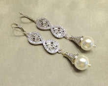 Load image into Gallery viewer, Long crystal drop earrings for wedding
