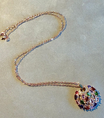 Multi color crystal necklace pendant