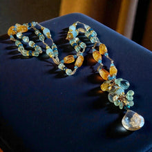Load image into Gallery viewer, long  gemstone necklace in gold
