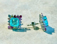 Load image into Gallery viewer, Multi color gemstone stud earrings for ladies
