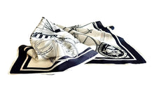 Load image into Gallery viewer, Nautical-themed scarf with compass design on a white background
